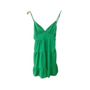 Altar'd State Fable Tiered Mini Dress Womens Sz Medium Kelly Green Whimsical NWT